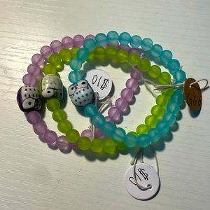 Owl bracelets green/blue/purple